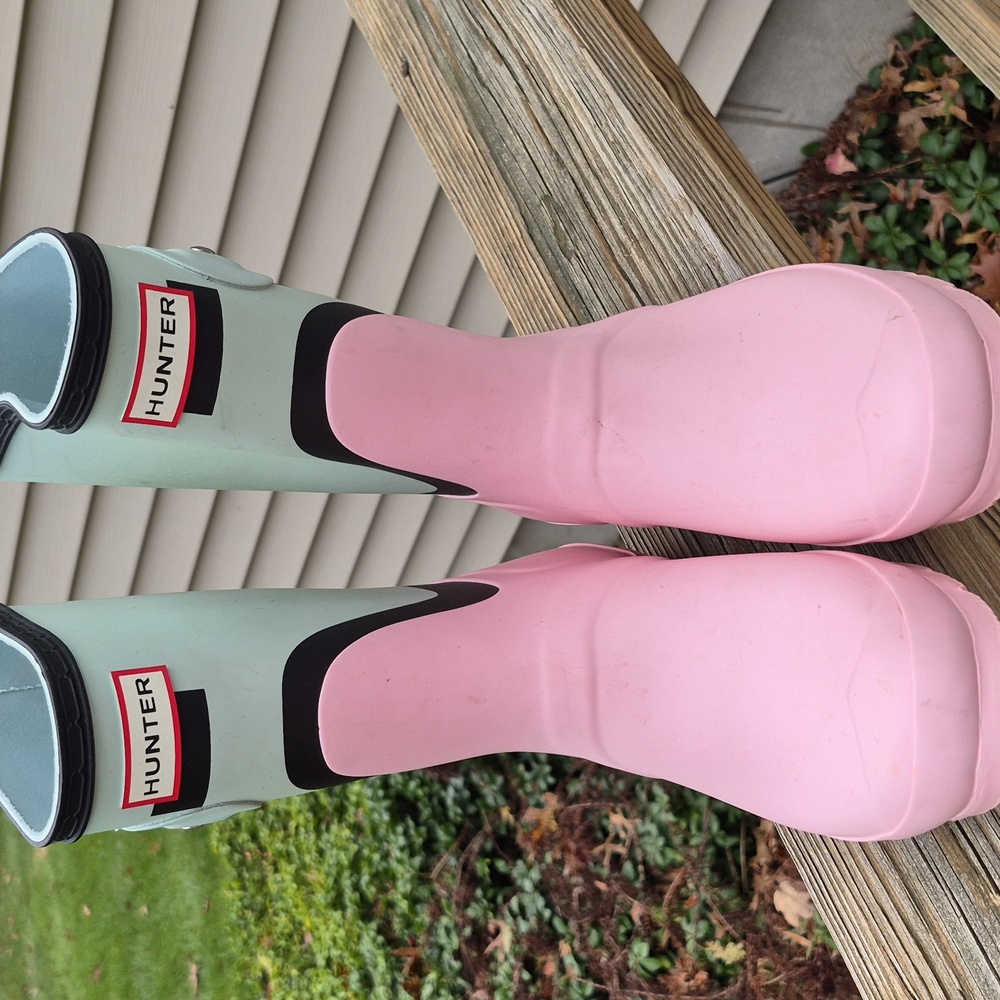 Hunter Mid-Calf Candy Floss/ Aqua Rain Boots - Picture 2 of 4